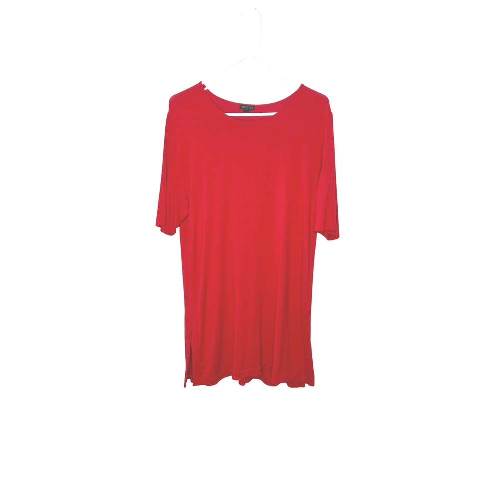 J. Jill Wearever 3/4 Sleeve Pullover Shift Dress Red Women's Large Casual Preppy
